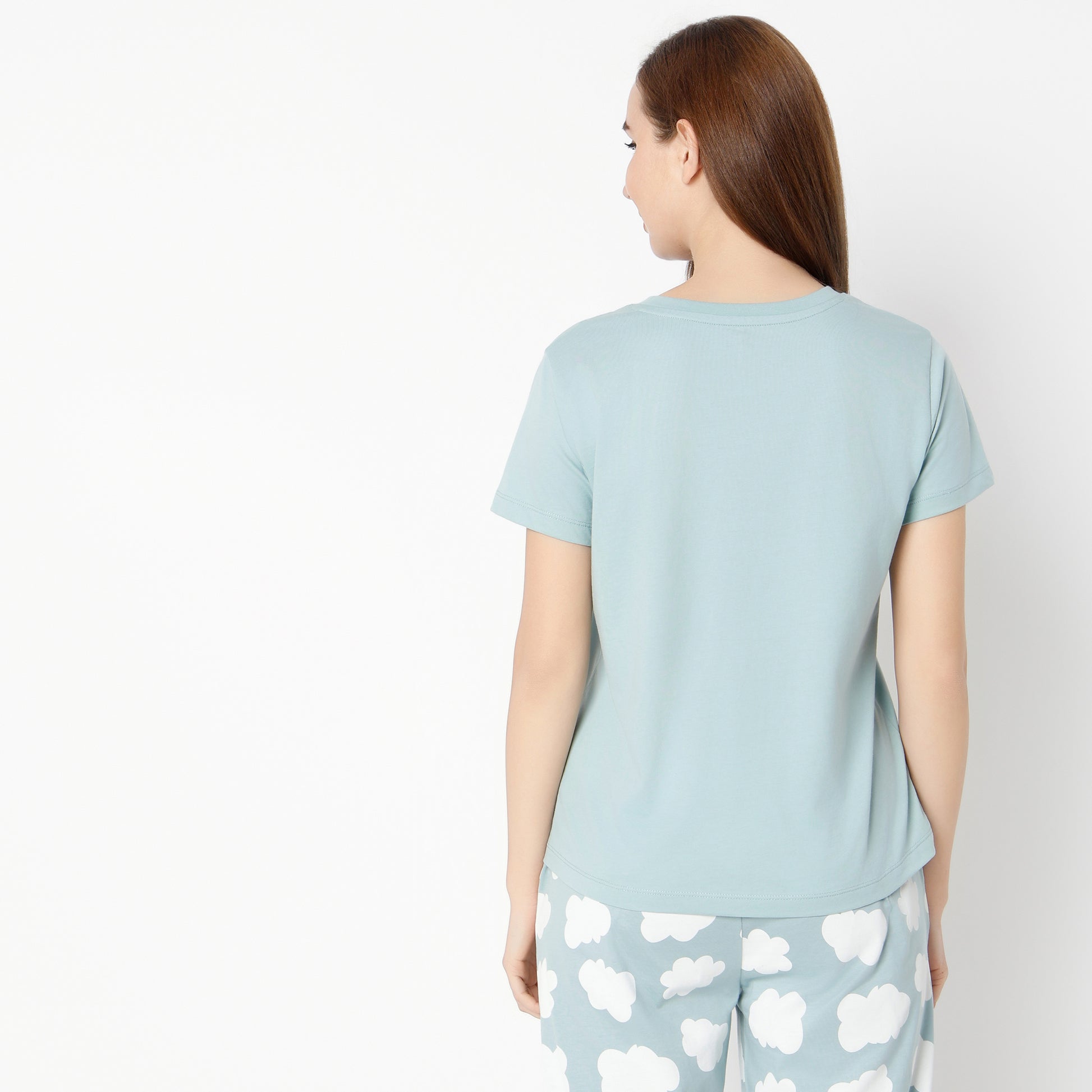 Animal Print Round Neck Loungewear T-Shirt