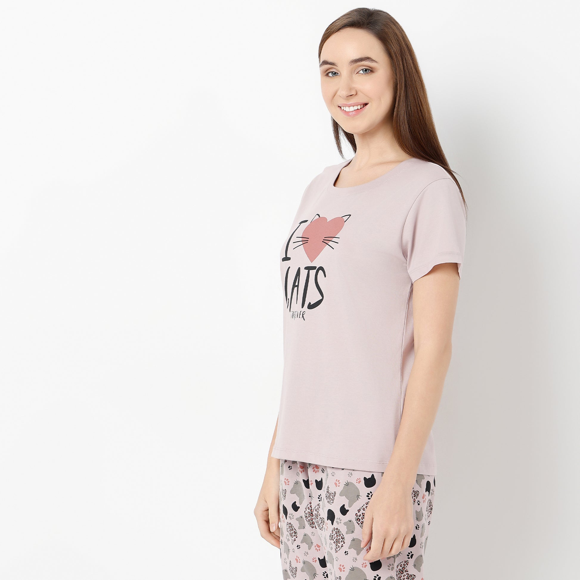 Regular Fit Printed Round Neck T-Shirt