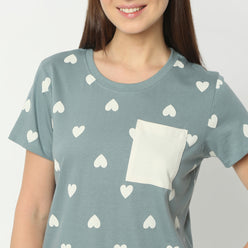 Regular Fit Printed Round Neck Regular Length T-Shirt