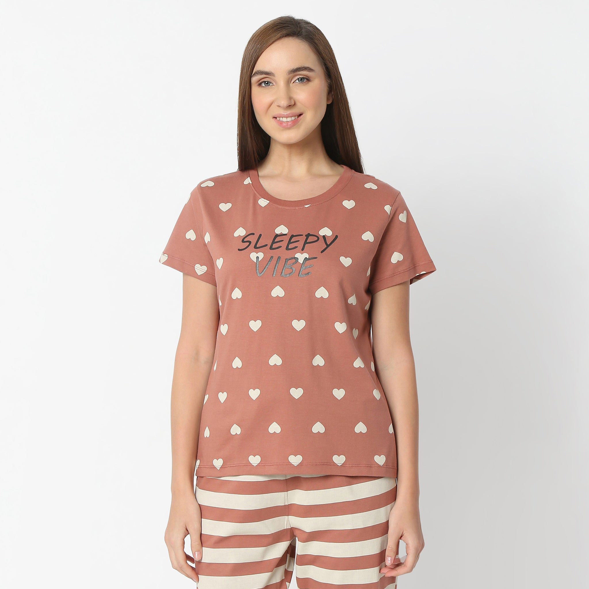 Regular Fit Printed Round Neck Regular Length T-Shirt