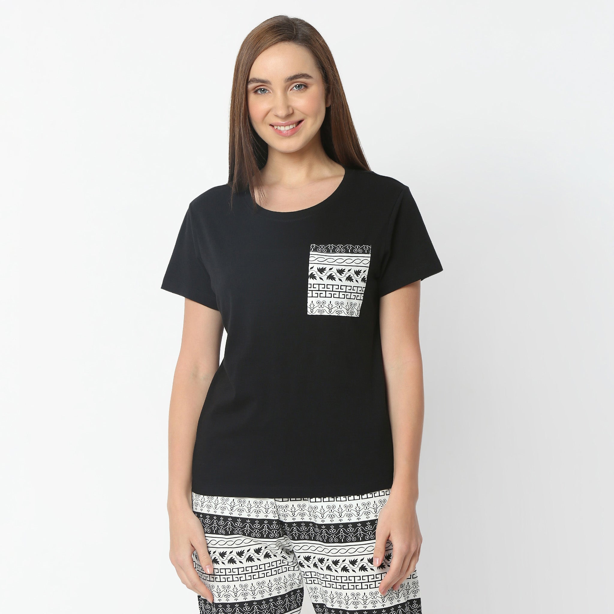 Regular Fit Printed Round Neck Regular Length T-Shirt