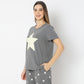 Stars & Moon Print Short Sleeve T-Shirt