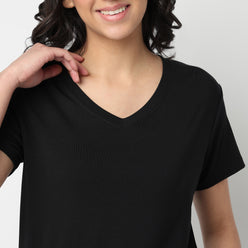 Knitted Solid Lounge T-Shirt