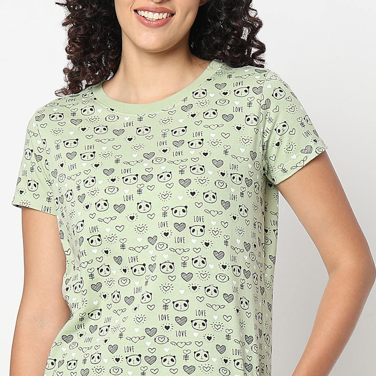 Animal Print Crew Neck Loungewear T-Shirt