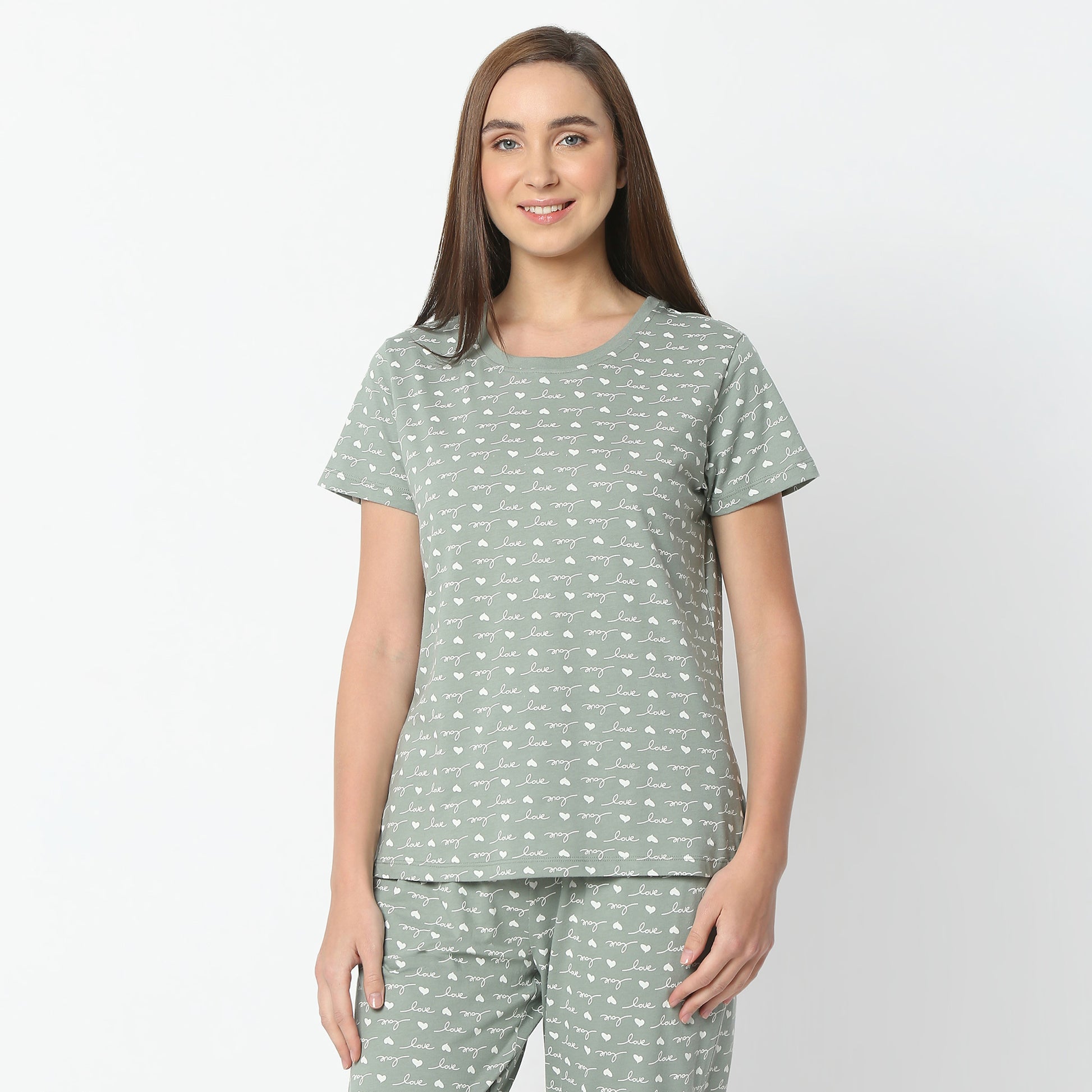 Regular Fit Printed Round Neck Regular Length T-Shirt