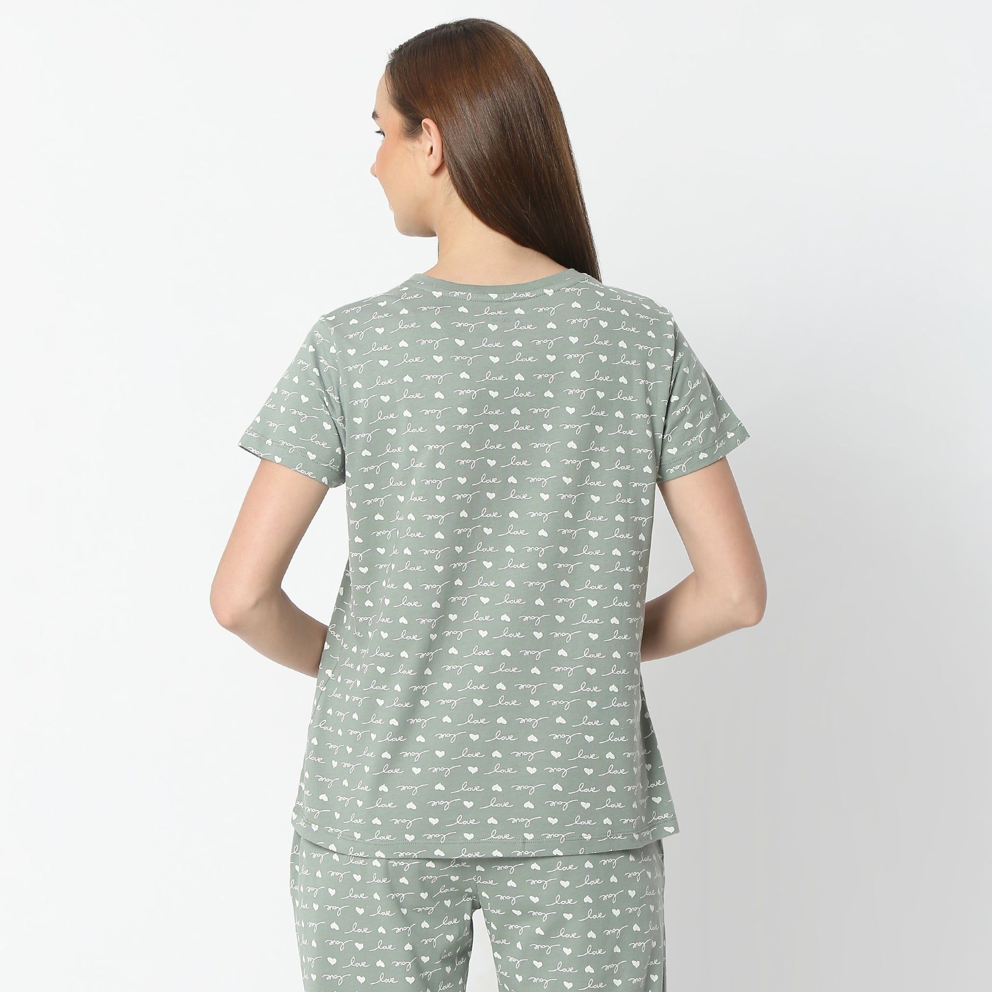 Regular Fit Printed Round Neck Regular Length T-Shirt