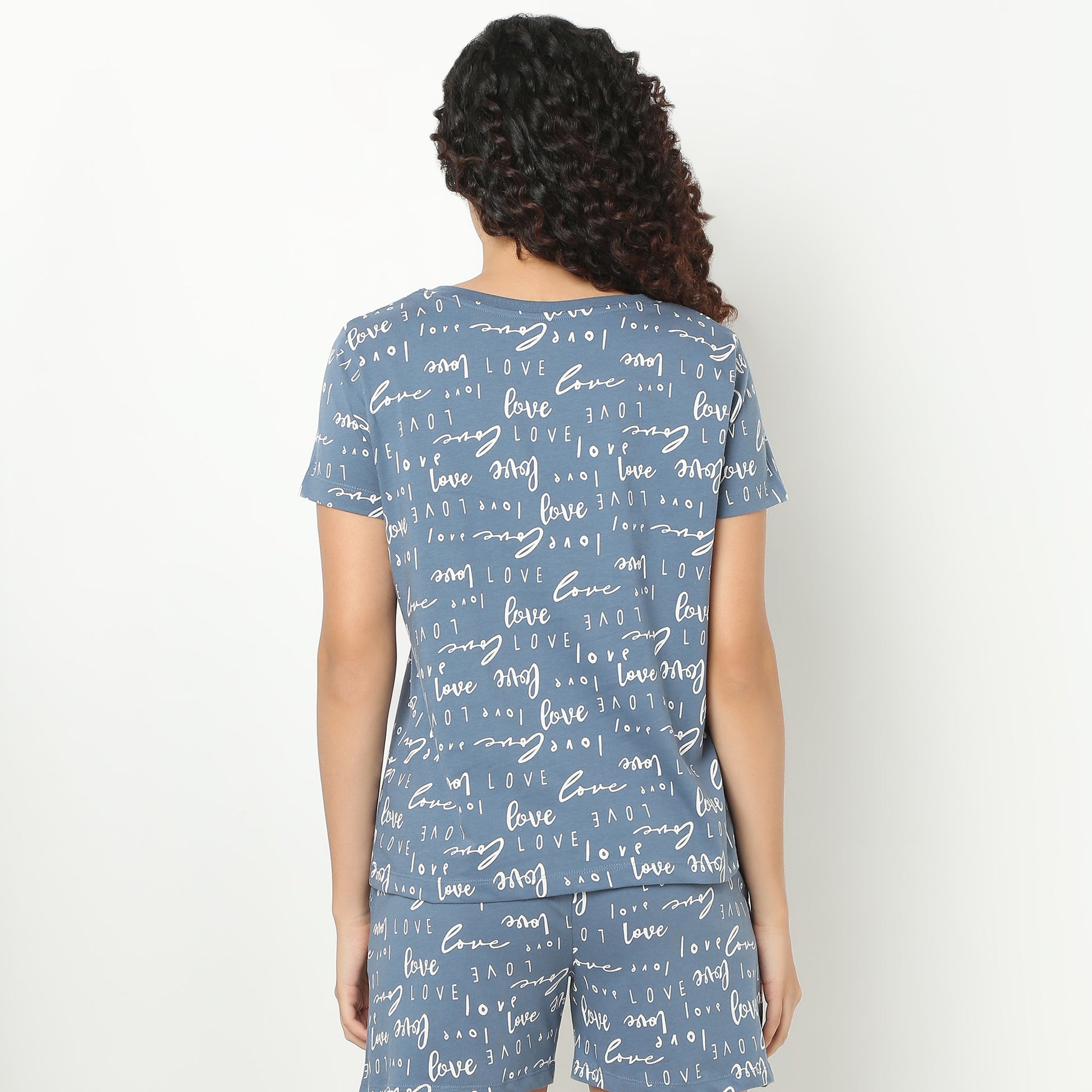 Text Print Crew Neck Loungewear T-Shirt