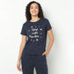 Text Print Round Neck Loungewear T-Shirt