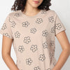 Floral Print Round Neck Loungewear T-Shirt