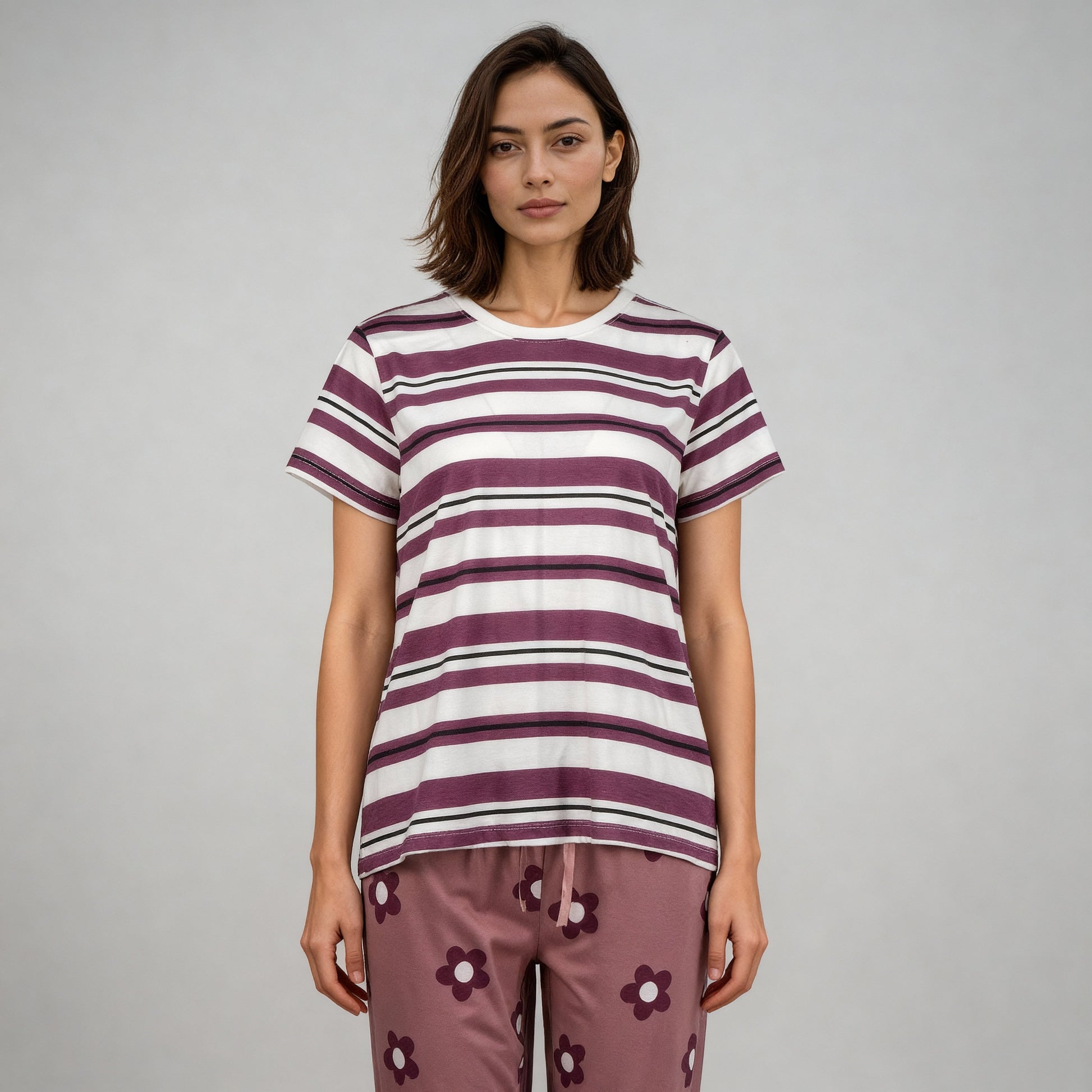 Cotton Striped Lounge T-Shirt