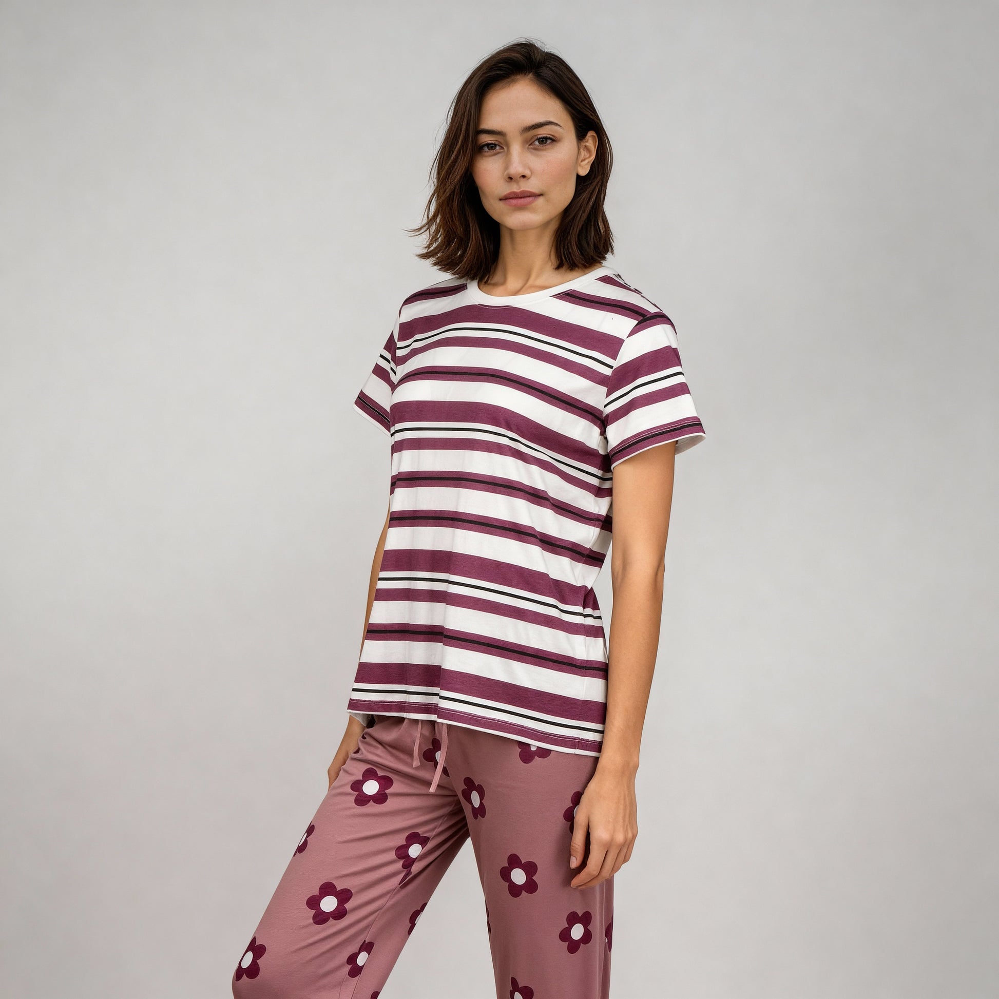 Cotton Striped Lounge T-Shirt