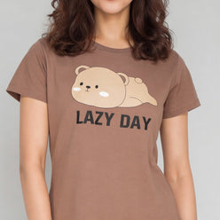 Cotton Printed Short Sleeve Sleepwear T-Shirt