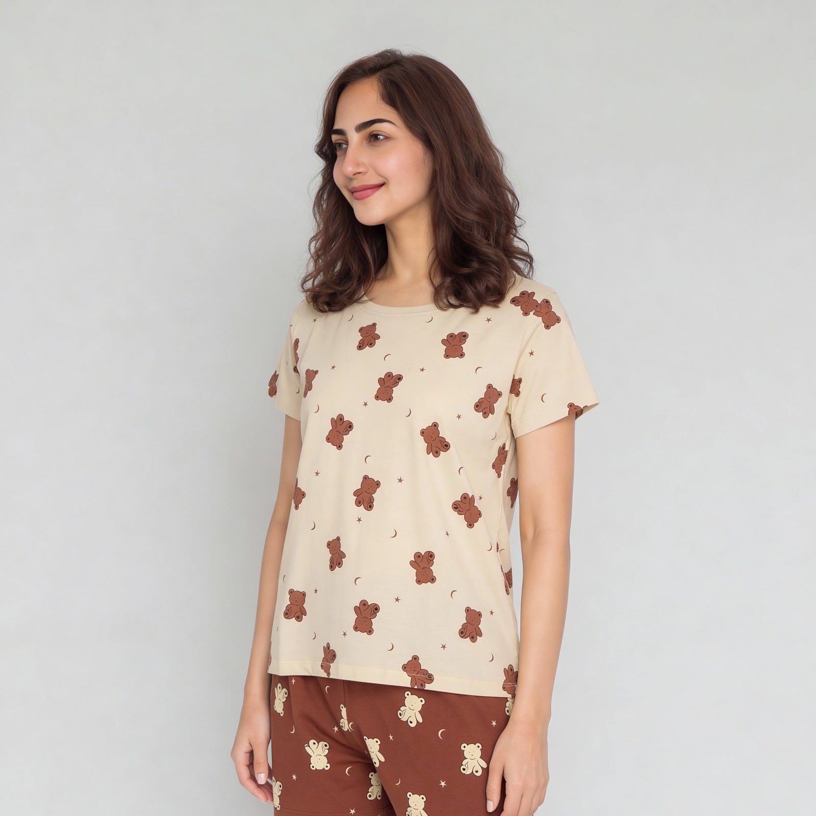 Cotton Printed Short Sleeve Sleepwear T-Shirt