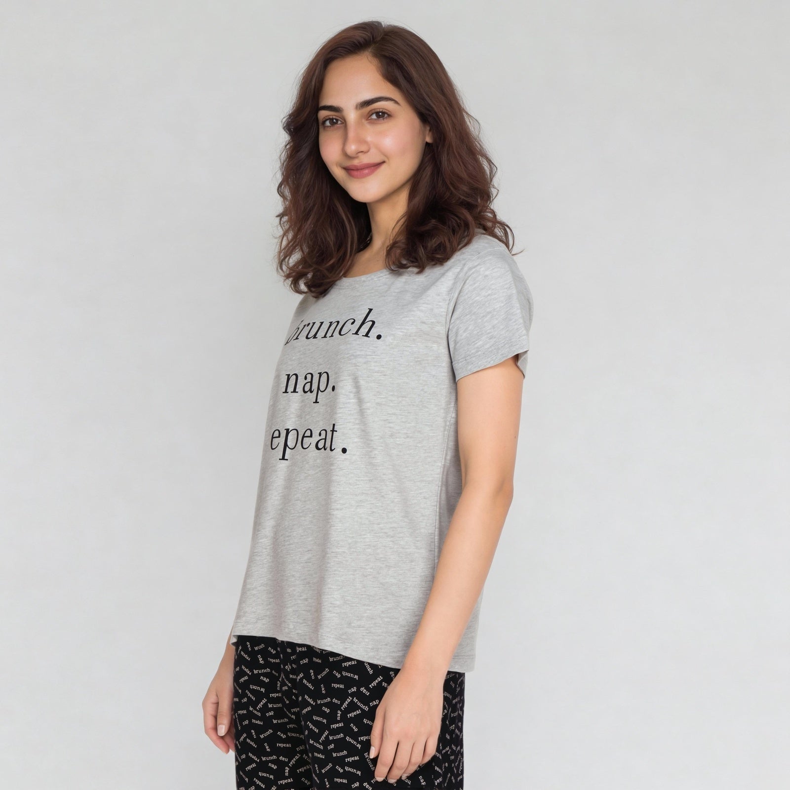 Cotton Printed Short Sleeve Sleepwear T-Shirt