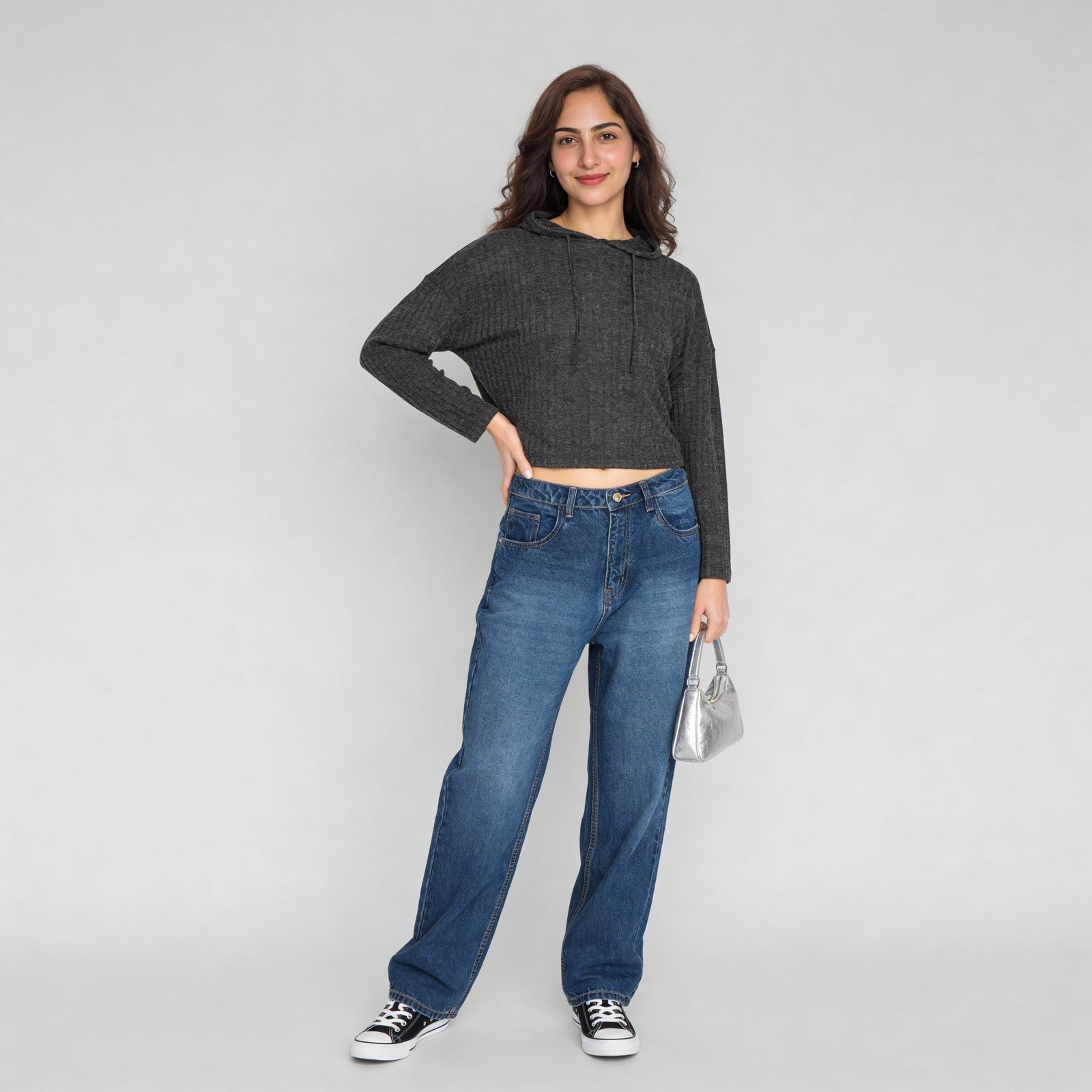 Ribbed Hooded Sweatshirt