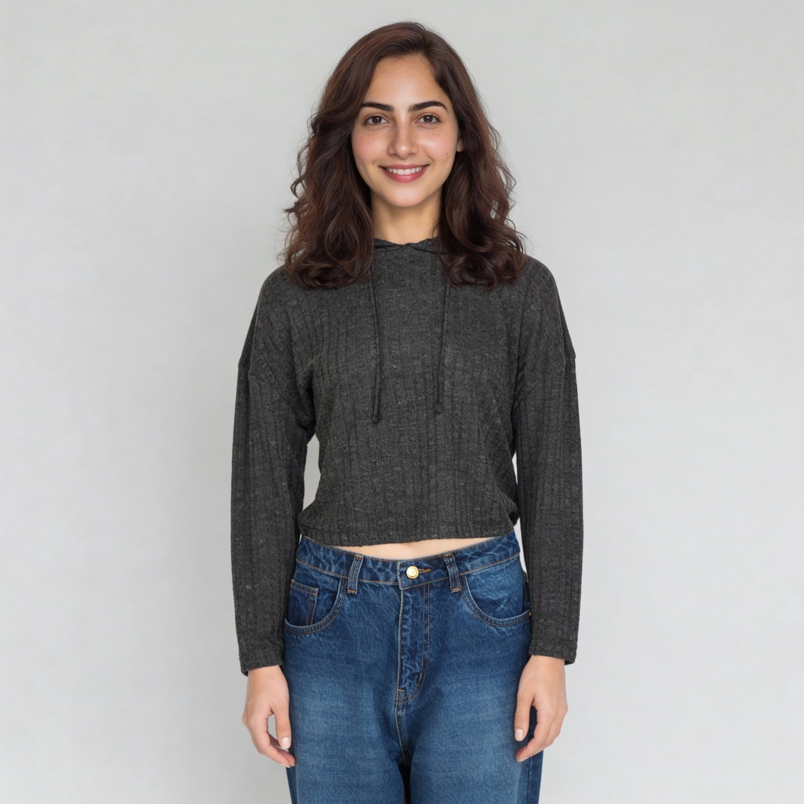 Ribbed Hooded Sweatshirt