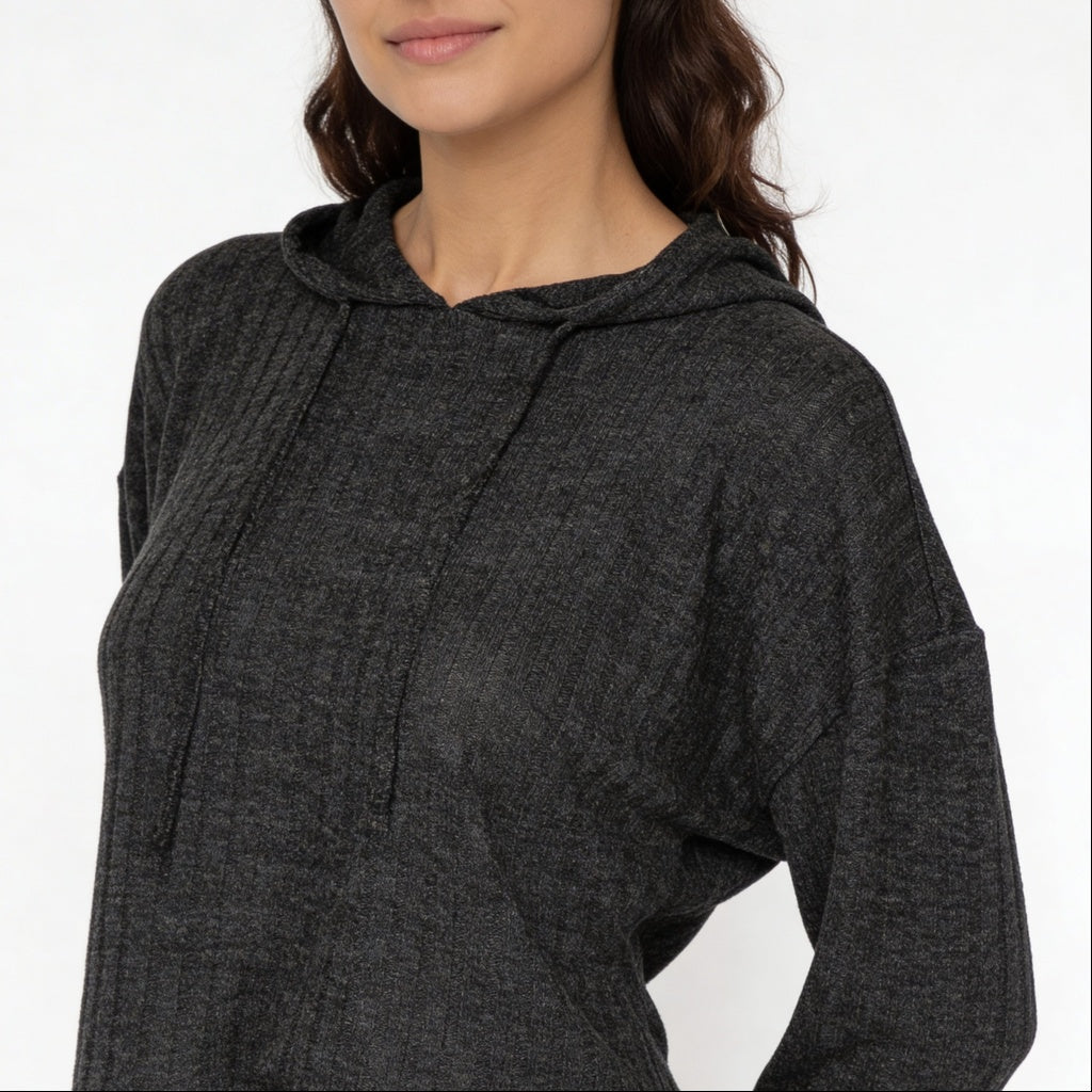 Ribbed Hooded Sweatshirt