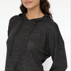 Ribbed Hooded Sweatshirt