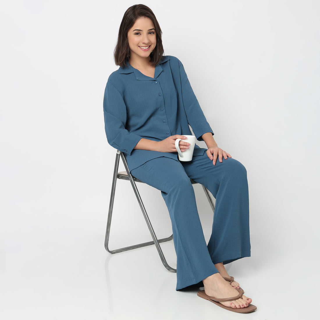 Solid Straight Lounge Shirt