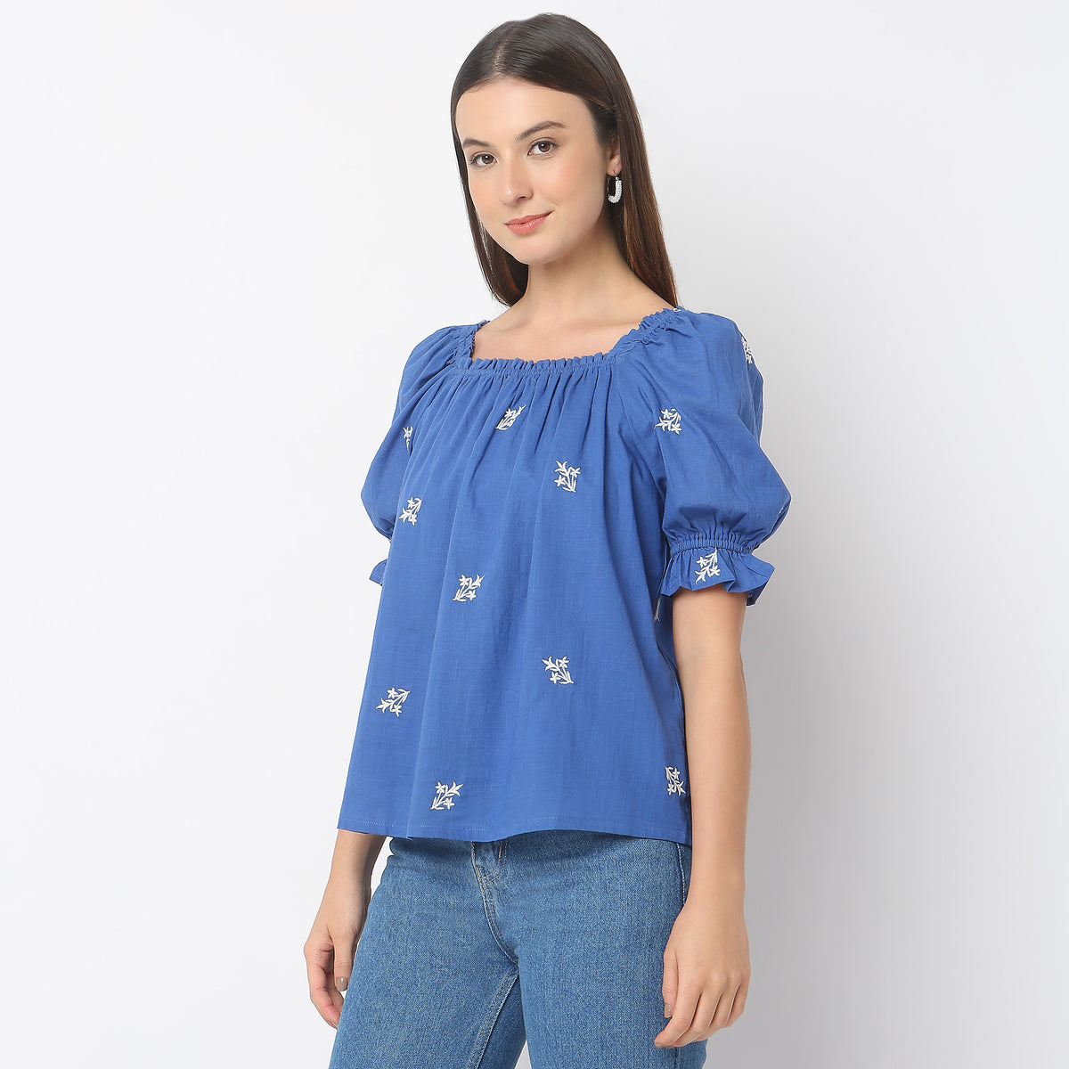 Regular Fit Embroidered Top