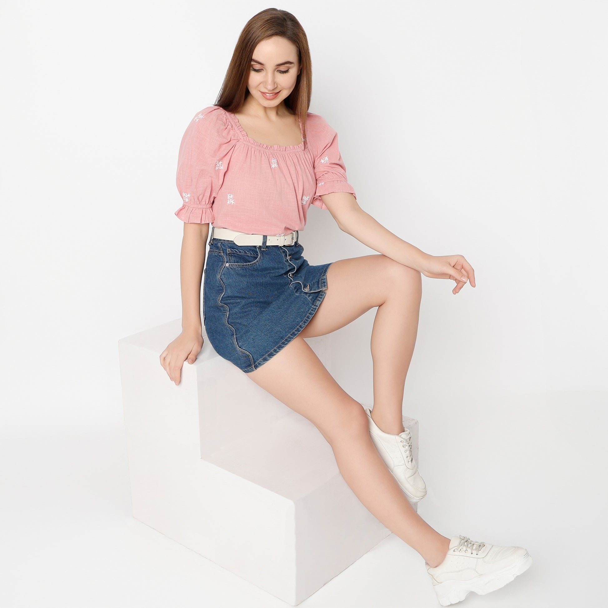 Regular Fit Embroidered Top