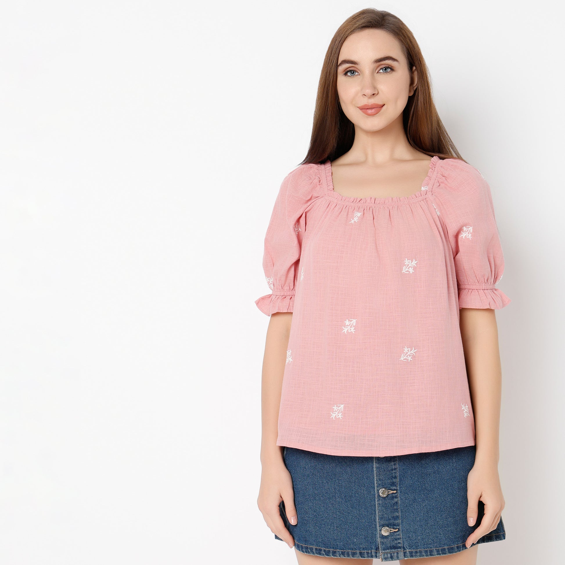Regular Fit Embroidered Top
