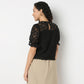 Round Neck with Crochet Lace Trim Top
