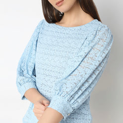 Solid Round Neck Full Lace Top