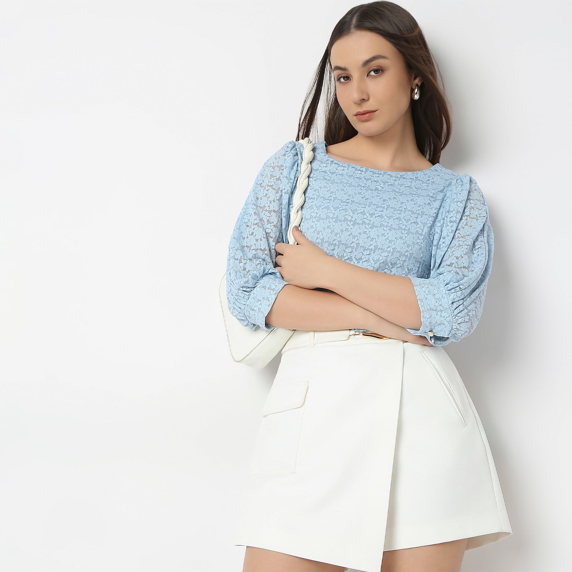 Solid Round Neck Full Lace Top