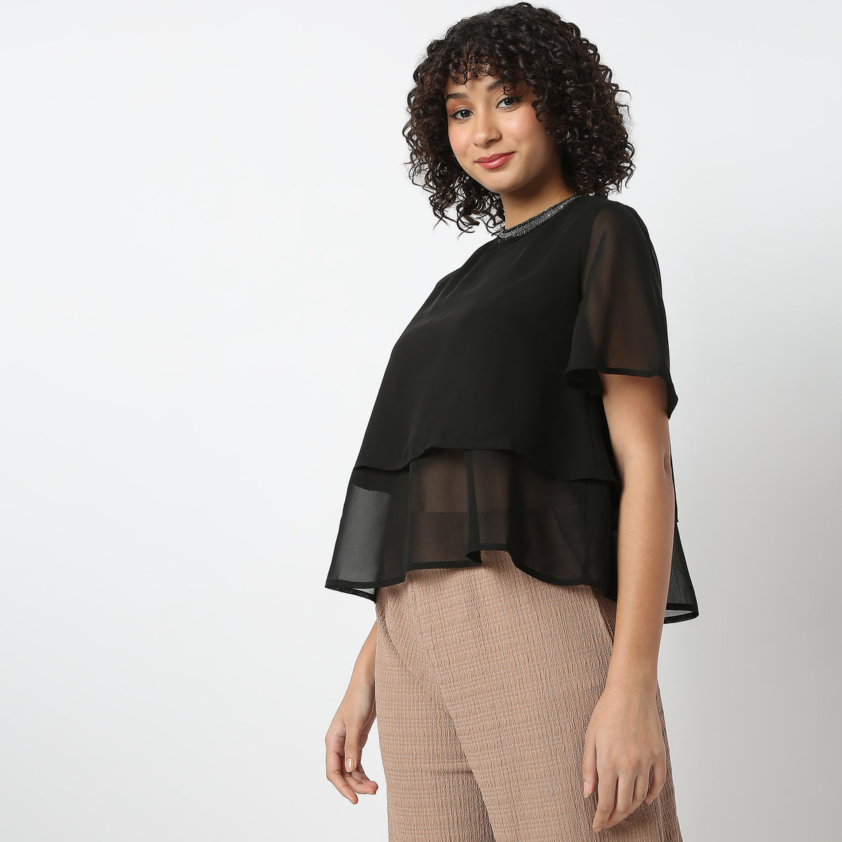 Regular Fit Solid Fusion Top