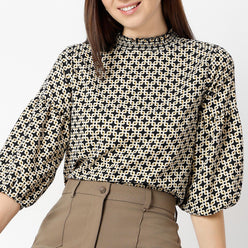 Regular Fit Printed Round Neck Top