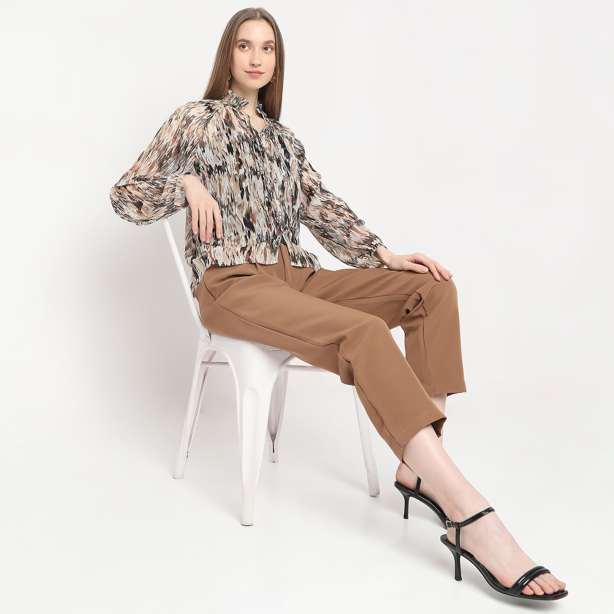 Abstract Woven Full Sleeve Top