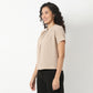 Solid Round Neck Pleated Top