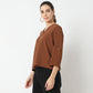 Regular Fit Solid V-Neck Top