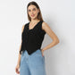 Solid V-Neck Sleeveless Fusion Top