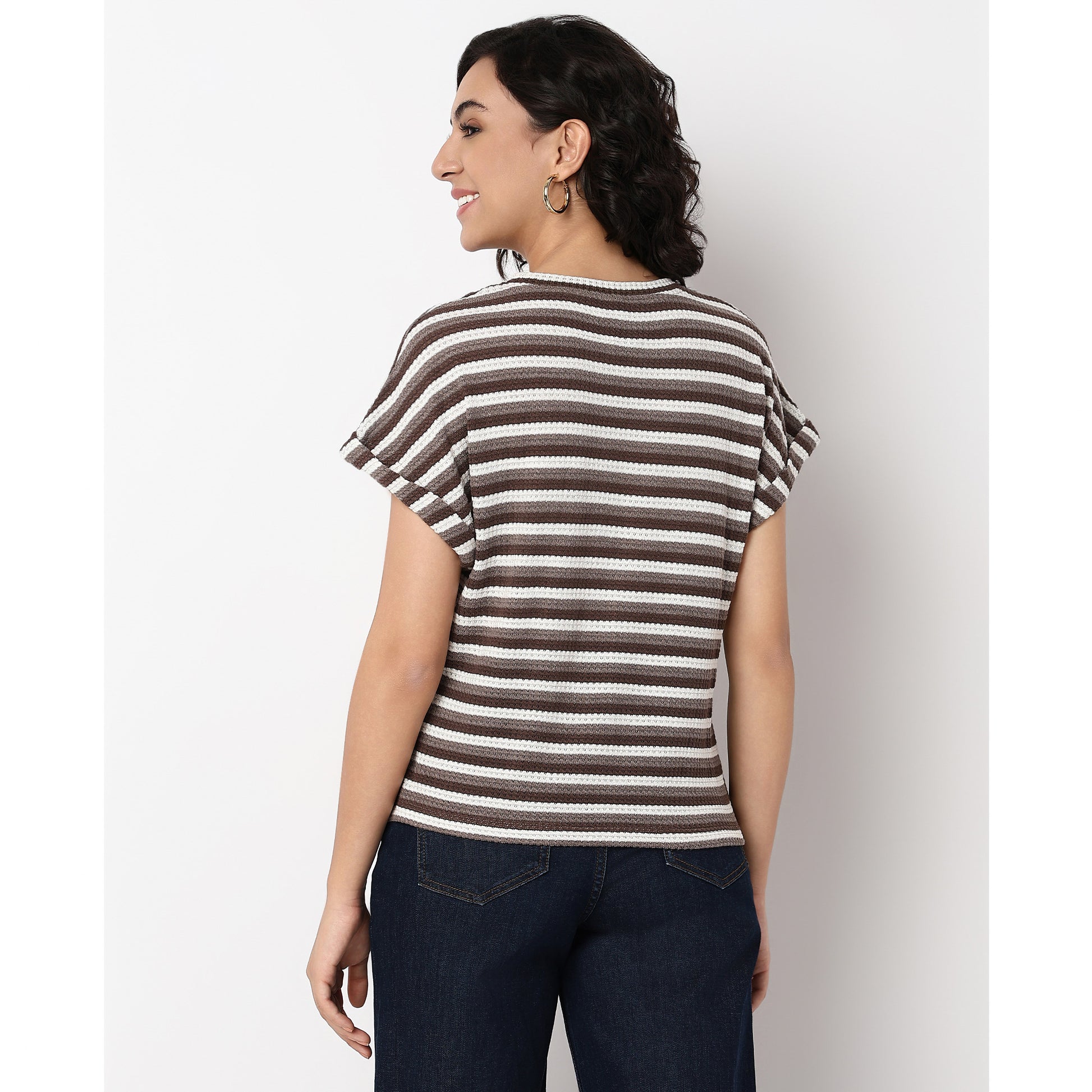 Woven Solid Round Neck Top