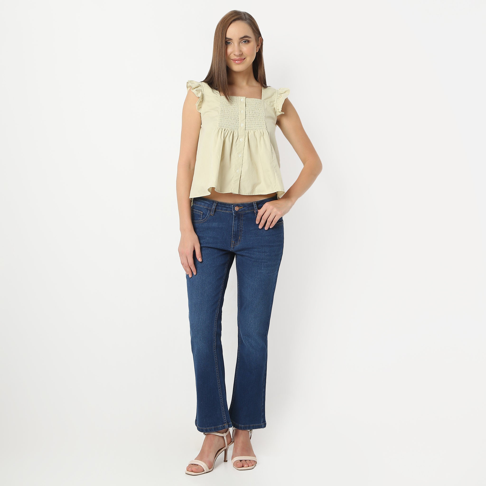 Relaxed Fit Solid Square Neck Regular Length Top