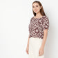 Regular Fit Printed Square Neck Top