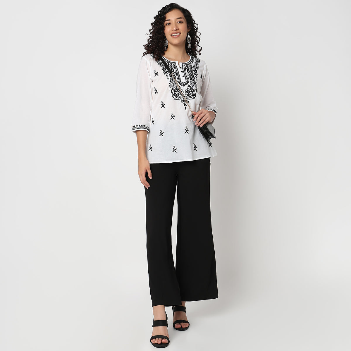Round Neck Embroidered Top