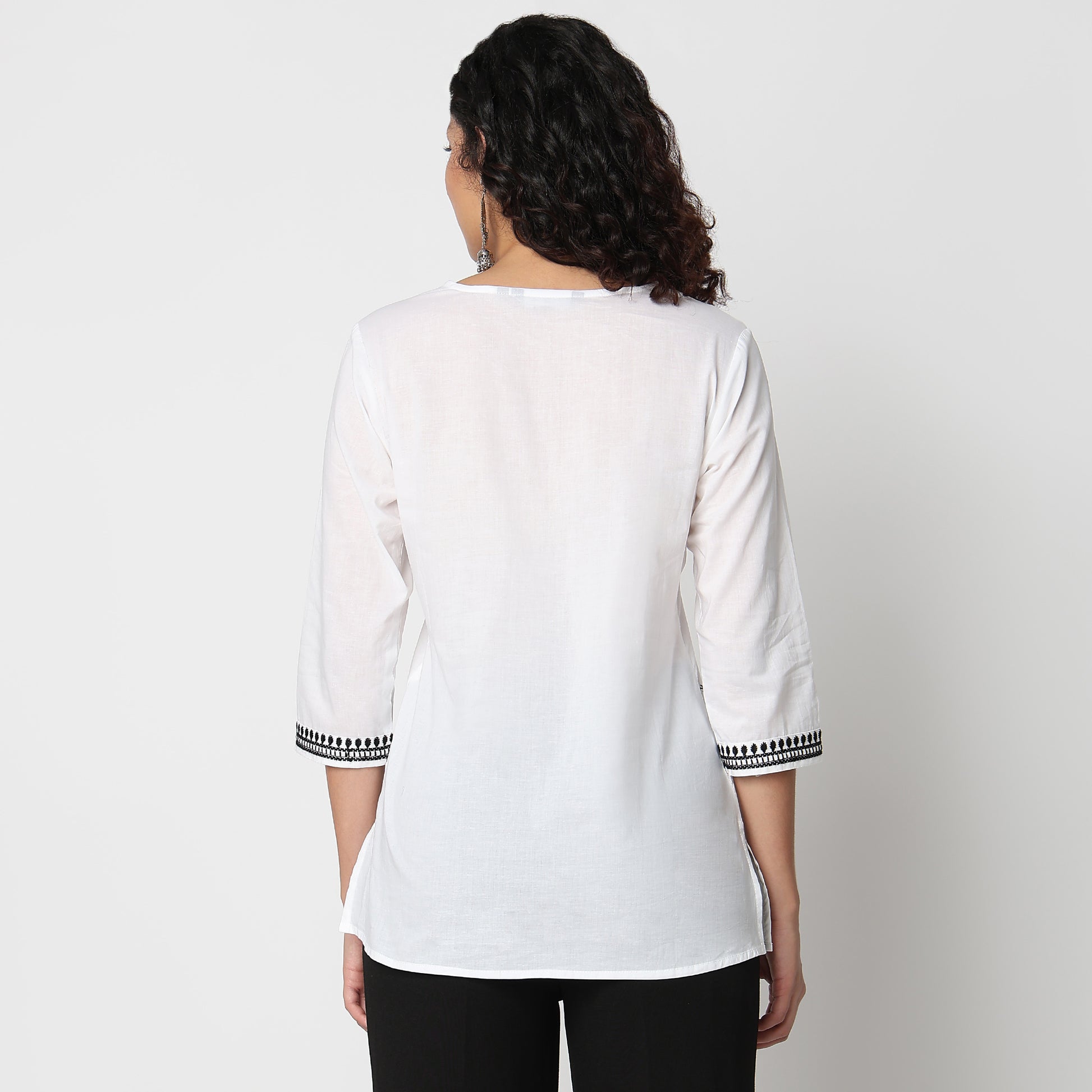 Round Neck Embroidered Top