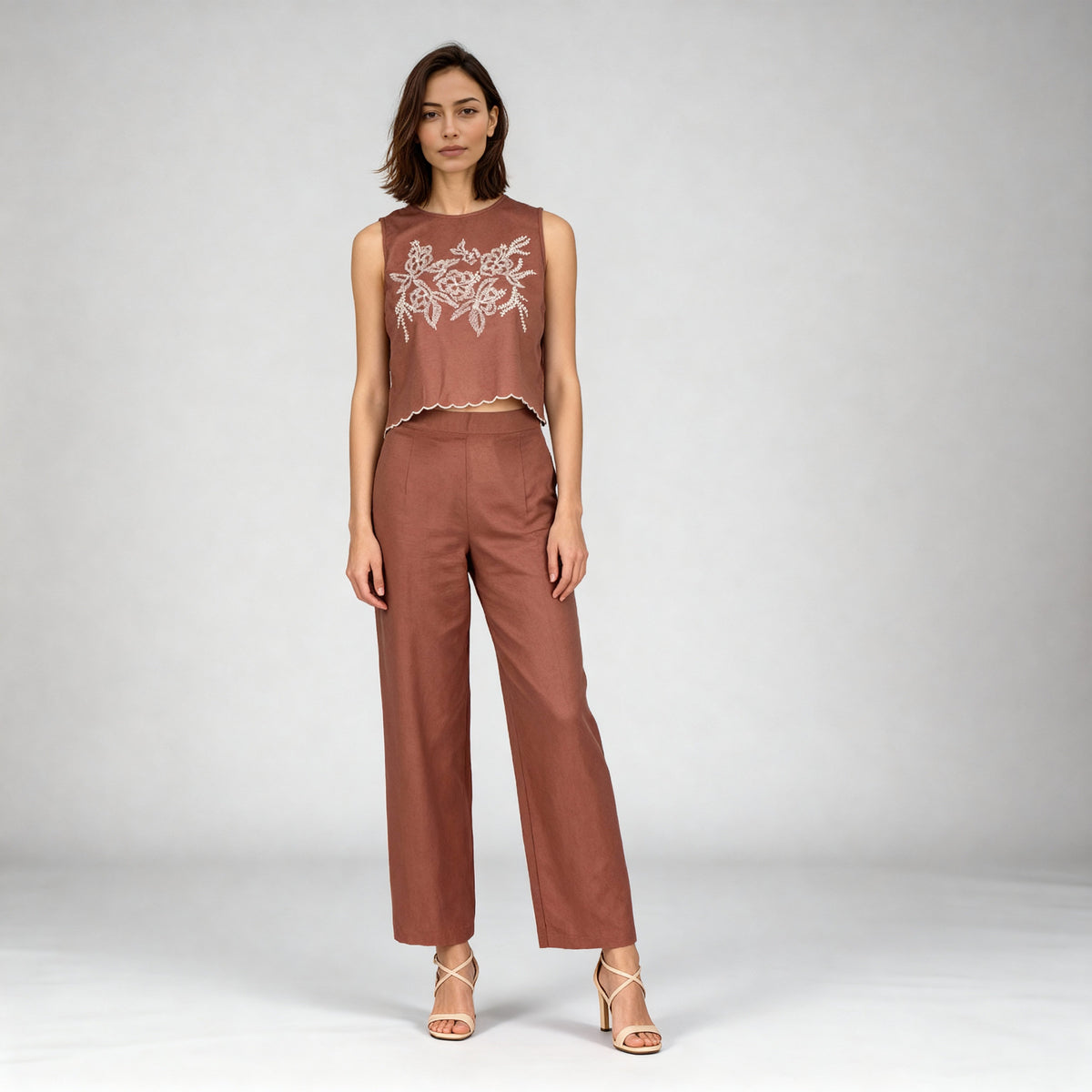 Sleeveless Embroidered Top