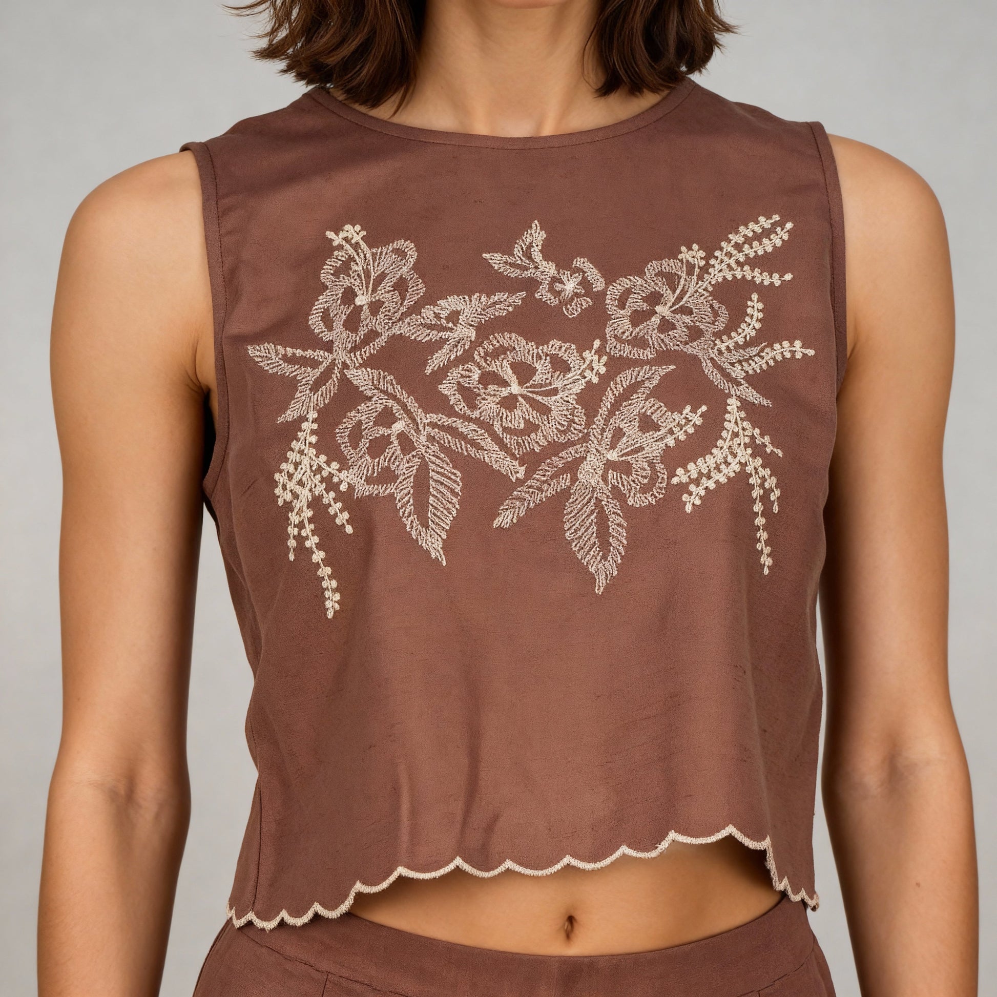 Sleeveless Embroidered Top
