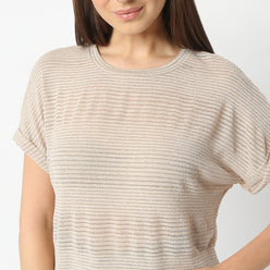 Regular Fit Solid Round Neck Regular Length Top