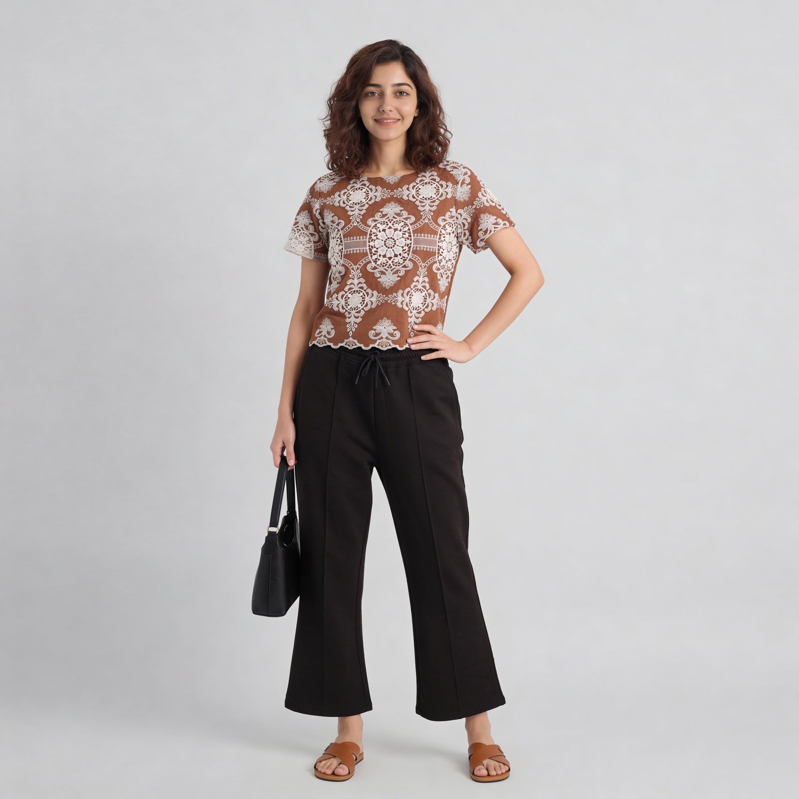 Embroidered Short Sleeve Top