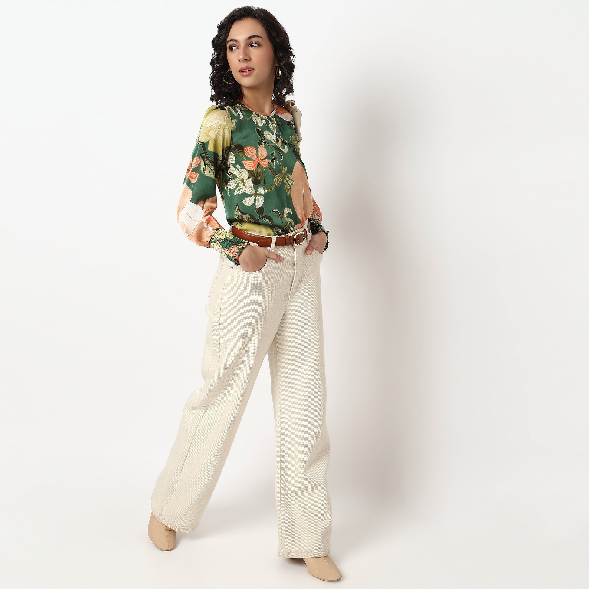 Buy Women Regular Fit Floral Full Sleeve Top  - Style Union