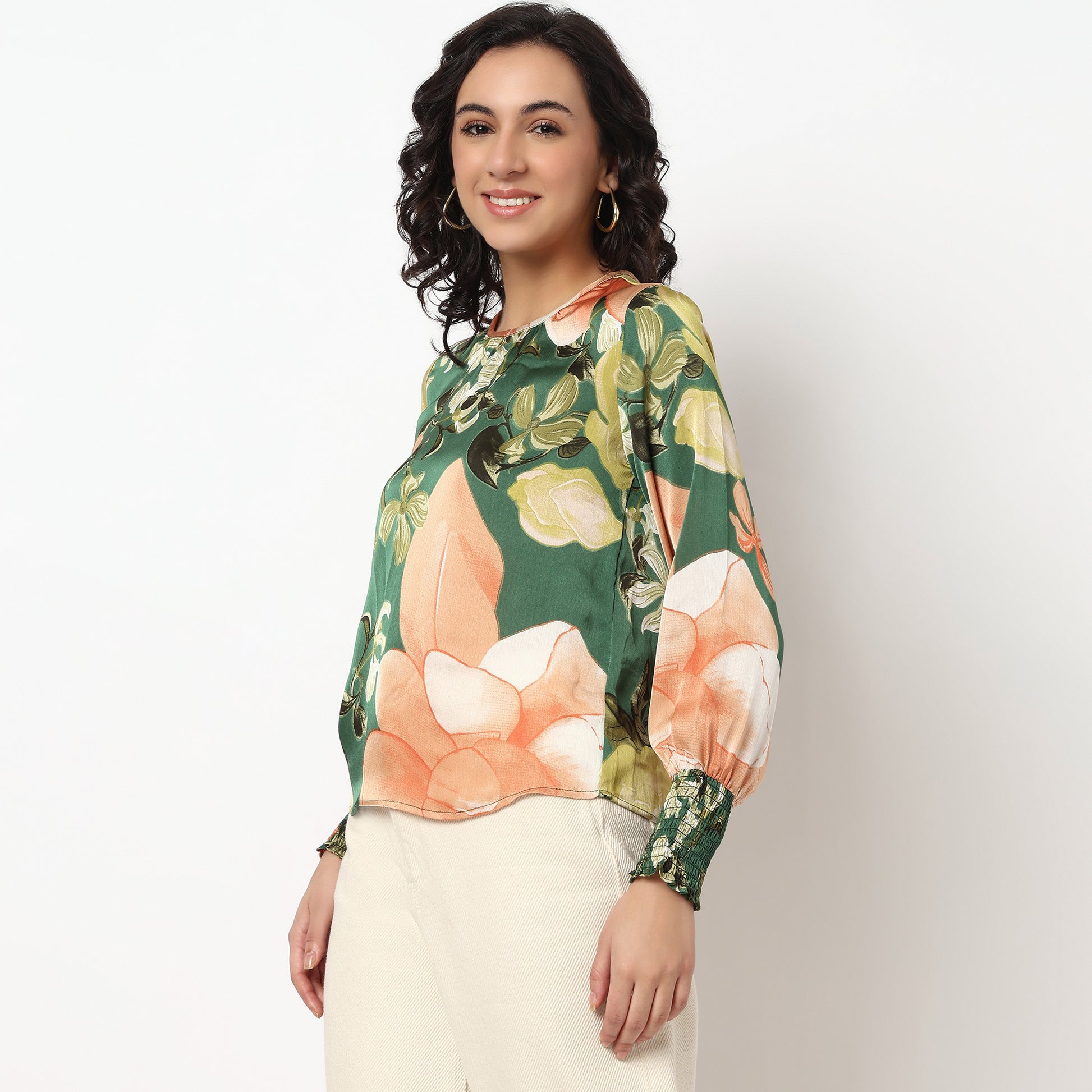 Buy Women Regular Fit Floral Full Sleeve Top  - Style Union