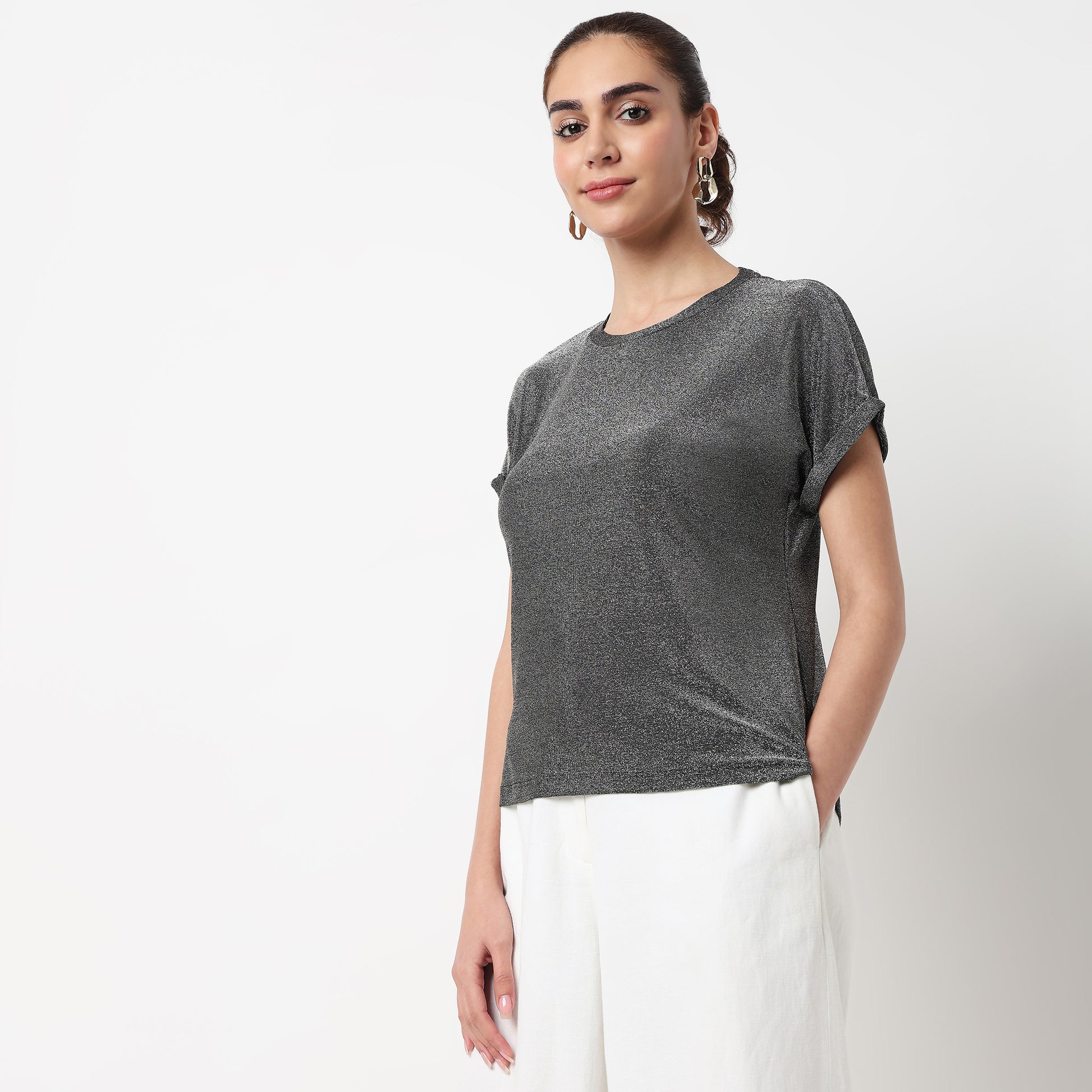 Structured Round Neck Top