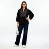 Embroidered Band Neck Top