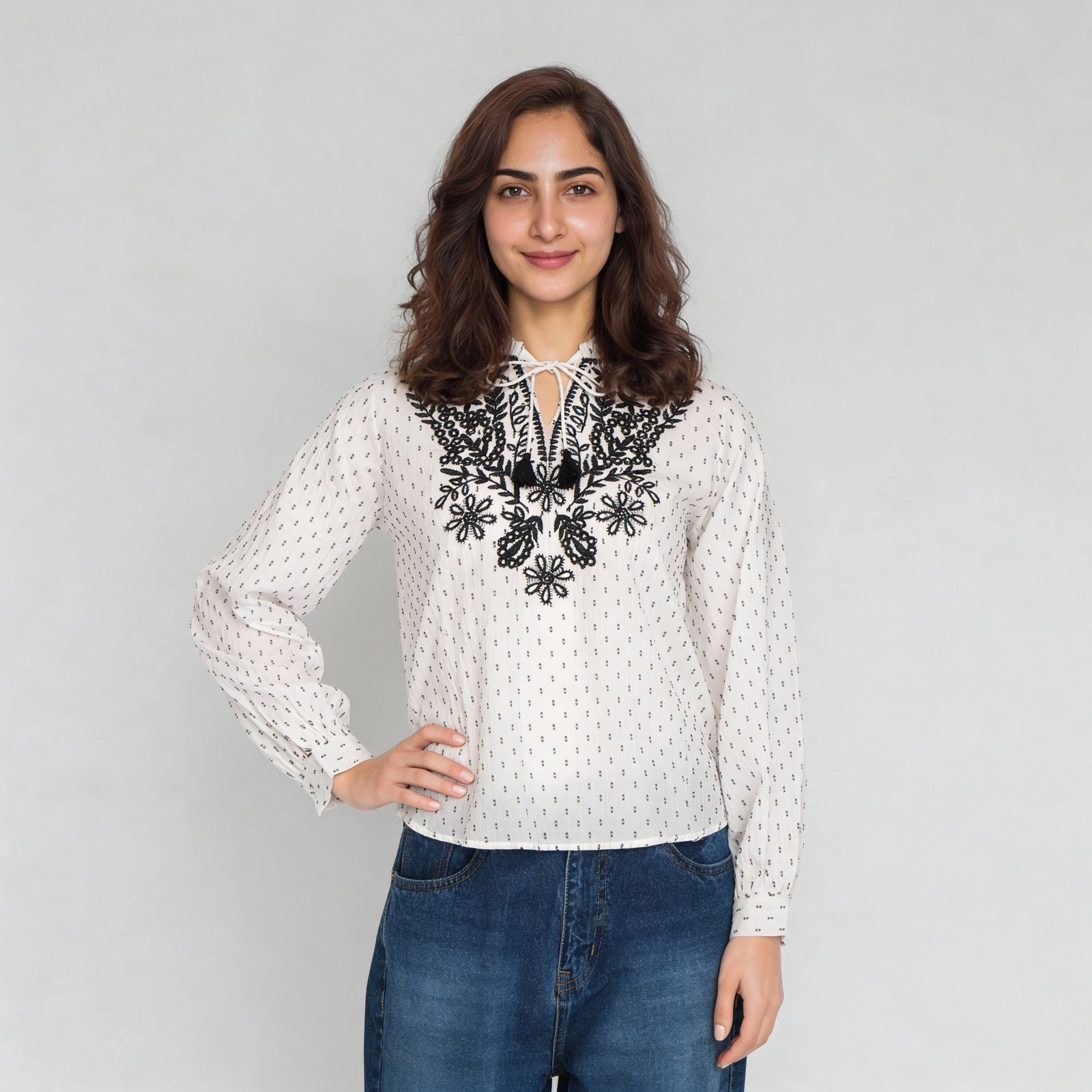 Embroidered Woven Top