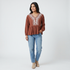 Embroidered V-Neck Top